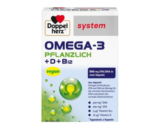 DOUBLEHERZ Omega-3 植物性系統膠囊 120 粒(素食專用) DOUBLEHERZ Omega-3 植物性系統膠囊 120 粒(素食專用)
